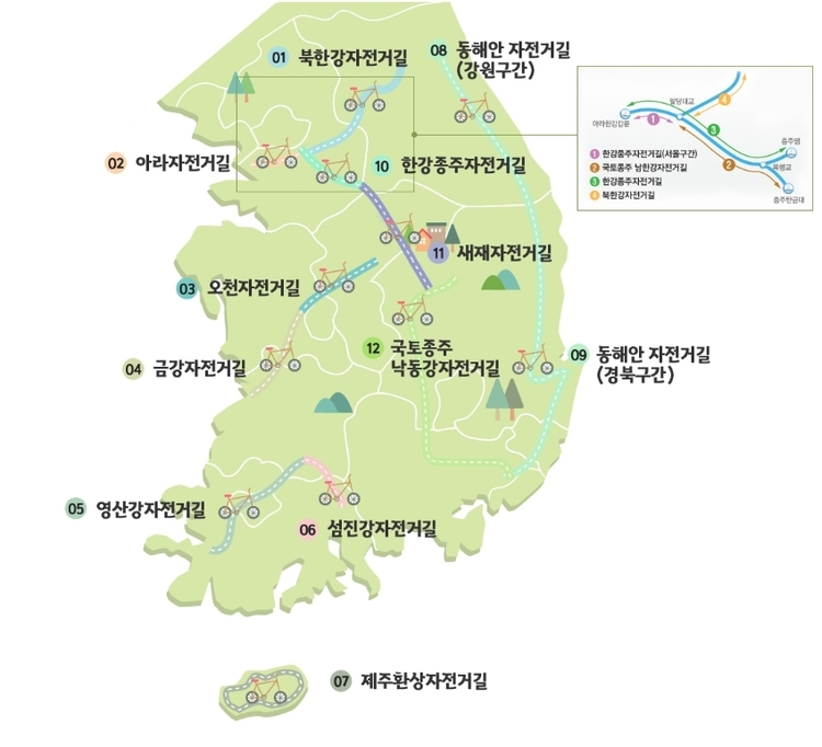 국토종주 자전거길(자전거 행복나눔 누리집 화면캡쳐)