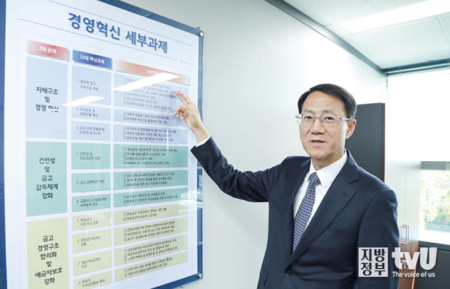 경영혁신 세부과제에 대해 설명하고 있는 김성렬 위원장. 