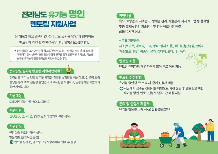유기농 명인 멘토링 지원사업<사진=전남도청>