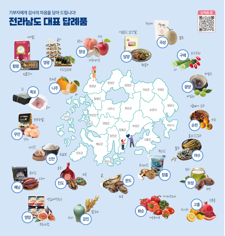 전남 대표 답례품 지도<사진=전라남도청>
