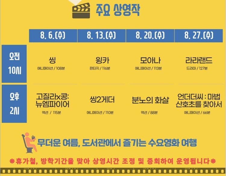 주요 상영작 안내<사진=울산도서관>