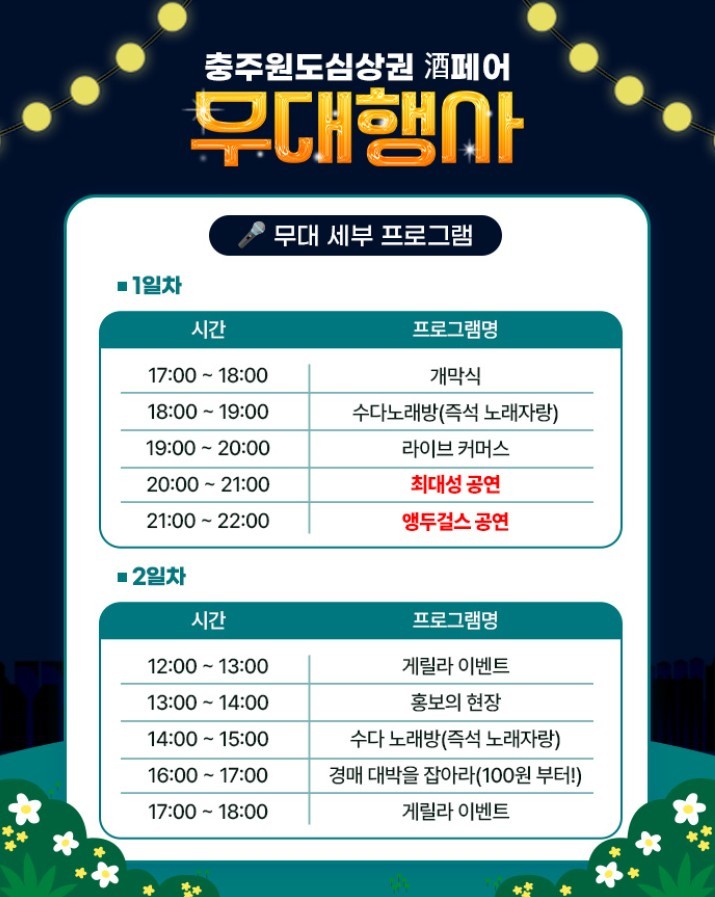 ‘2025년 전통시장 오감만족 충주(酒)페어’ 무대행사 안내<이미지=충주시>